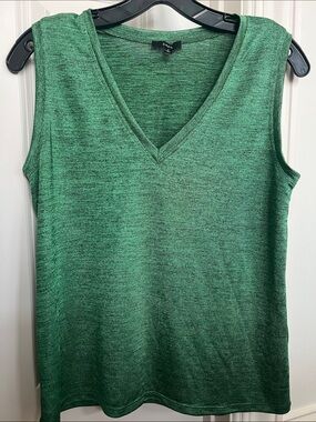 DREW V-Neck Sleeveless Top - Emerald Green, Shimmery. NWOT.